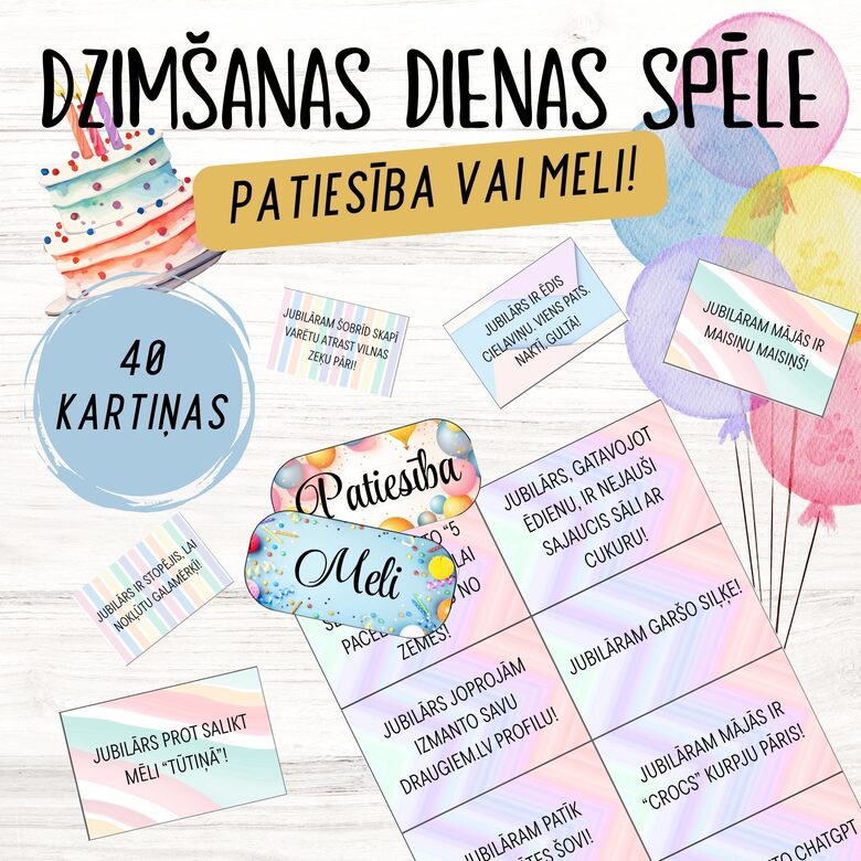 Dzimšanas dienas spēle - patiesība vai meli, digitāls PDF fails